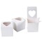 25 Pack 3" Mini Single Favor White Cupcake Boxes with Heart Shape Window without Handle,Small Cupcake Box Carrier Individual Containers 3X3X3inch